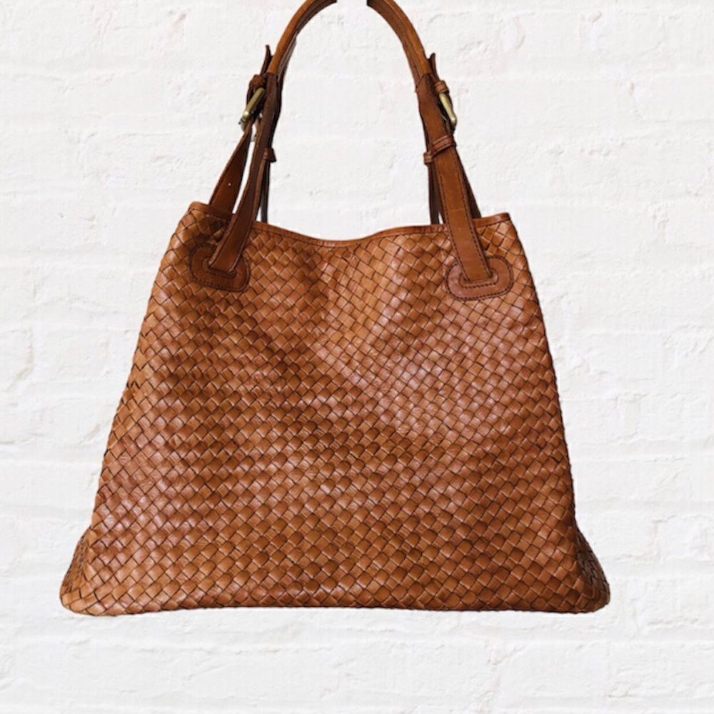 Valentina Woven Leather Tote Handbag